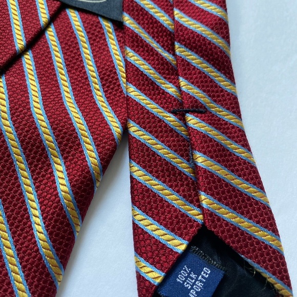 Talbots men’s Pinstriped tie Red Gold w/Light blue - Picture 5 of 9